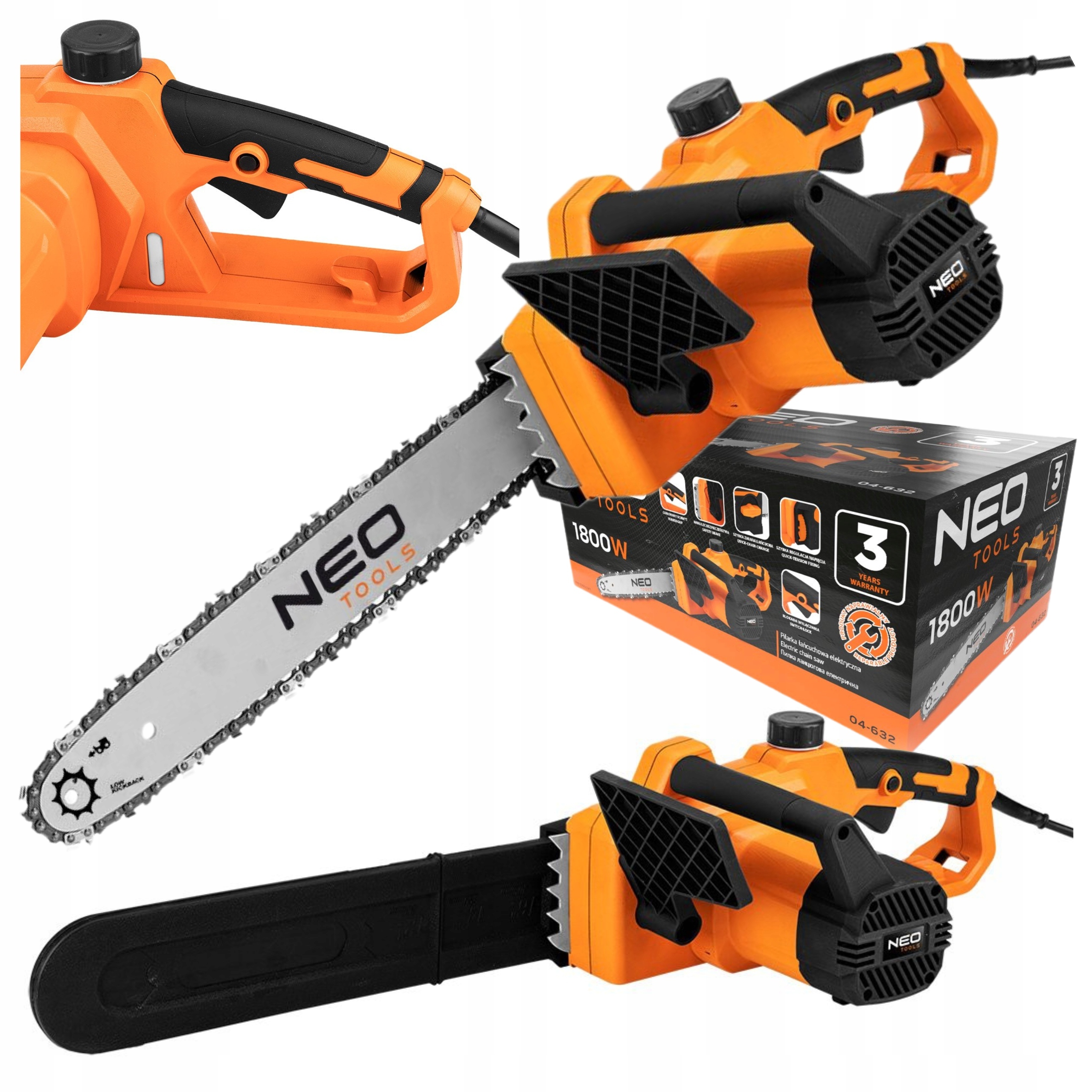 Neo Řetězová Pila 2200 W, Vodící Lišta 457 MM Na Dřevo, Větvička 04-633