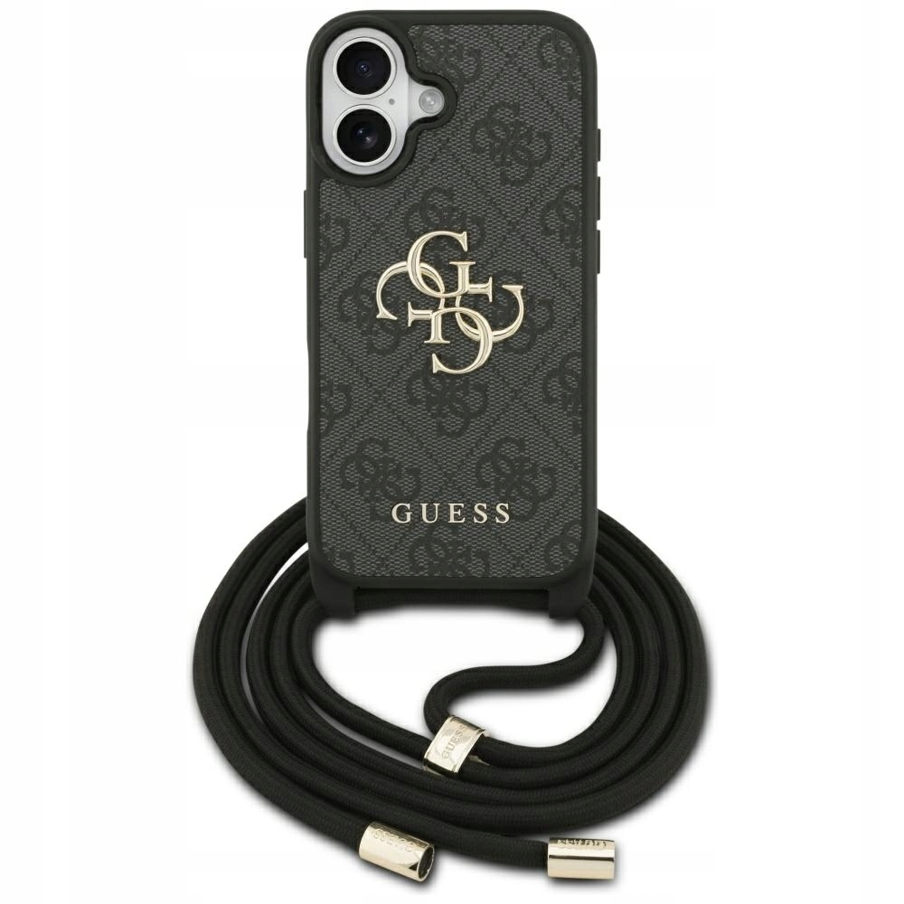 Pouzdro Guess 4G Big Logo Cord Stap Crossbody pro iPhone 17, černé