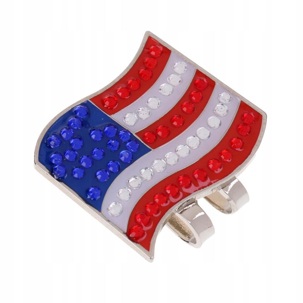 Alloy Golf Ball Marker With Golf Hat Clip Various Patterns USA Flag