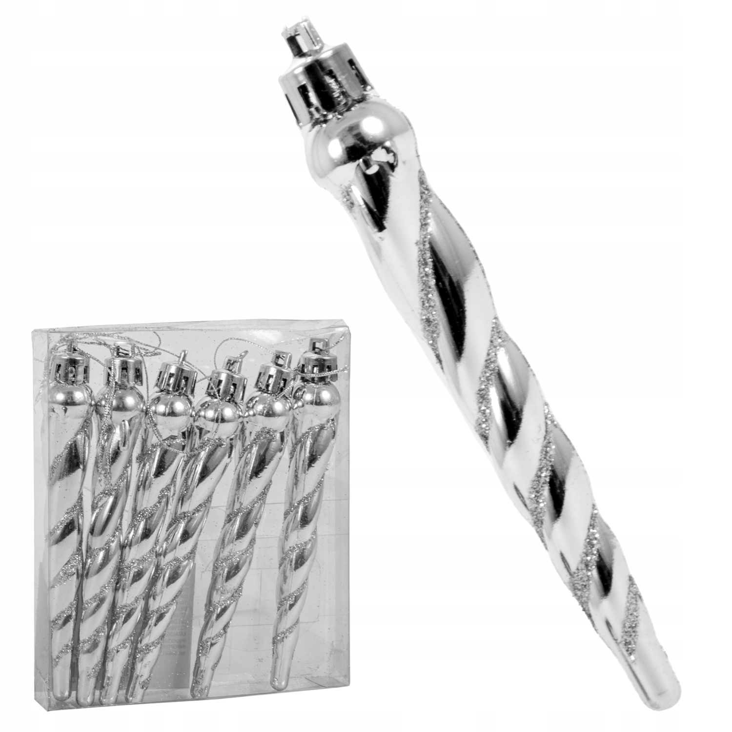 

Zawieszka Na Choinkę Stroik Srebrne Sople 10 cm