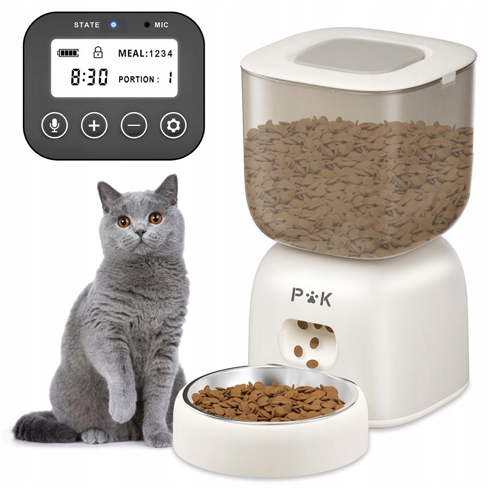 Levně Automat na krmení z plastu P&k bílý 3 l