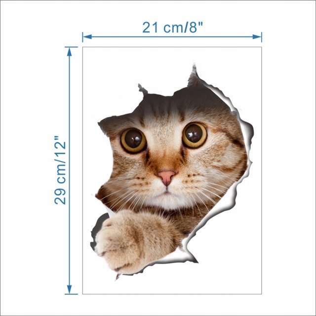 

Naklejka Kot 3D dziura na ścianę samochód sedes