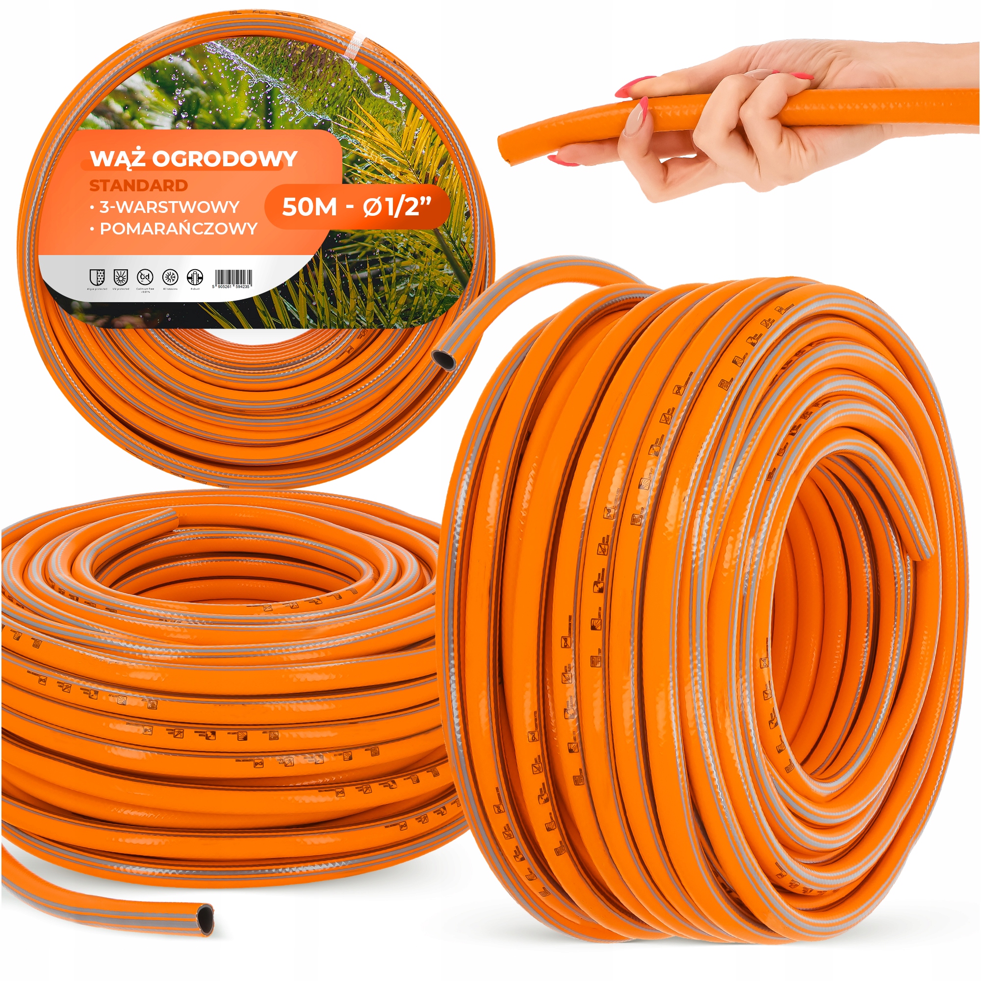 

Wąż Ogrodowy 3 Warstwowy Zbrojony Zwijany 1/2" 50m