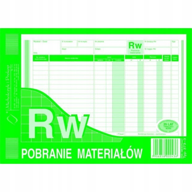 

373-3 Rw pobranie materiałów A5 80kartek Michalczy