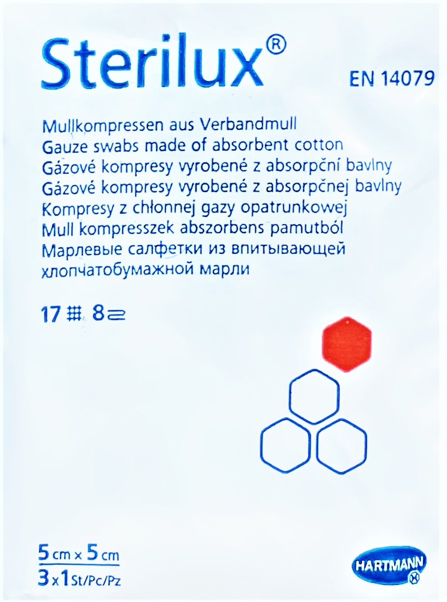 

Hartmann Sterilux 5cm x 5cm 3x1szt. jałowe 17n 8w