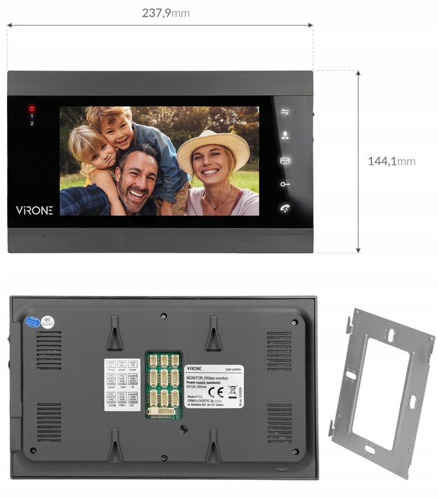 MONITOR DO ROZBUDOWY WIDEODOMOFONU VIRONE VIFIS VDP-61 FULL HD Kolor czarny