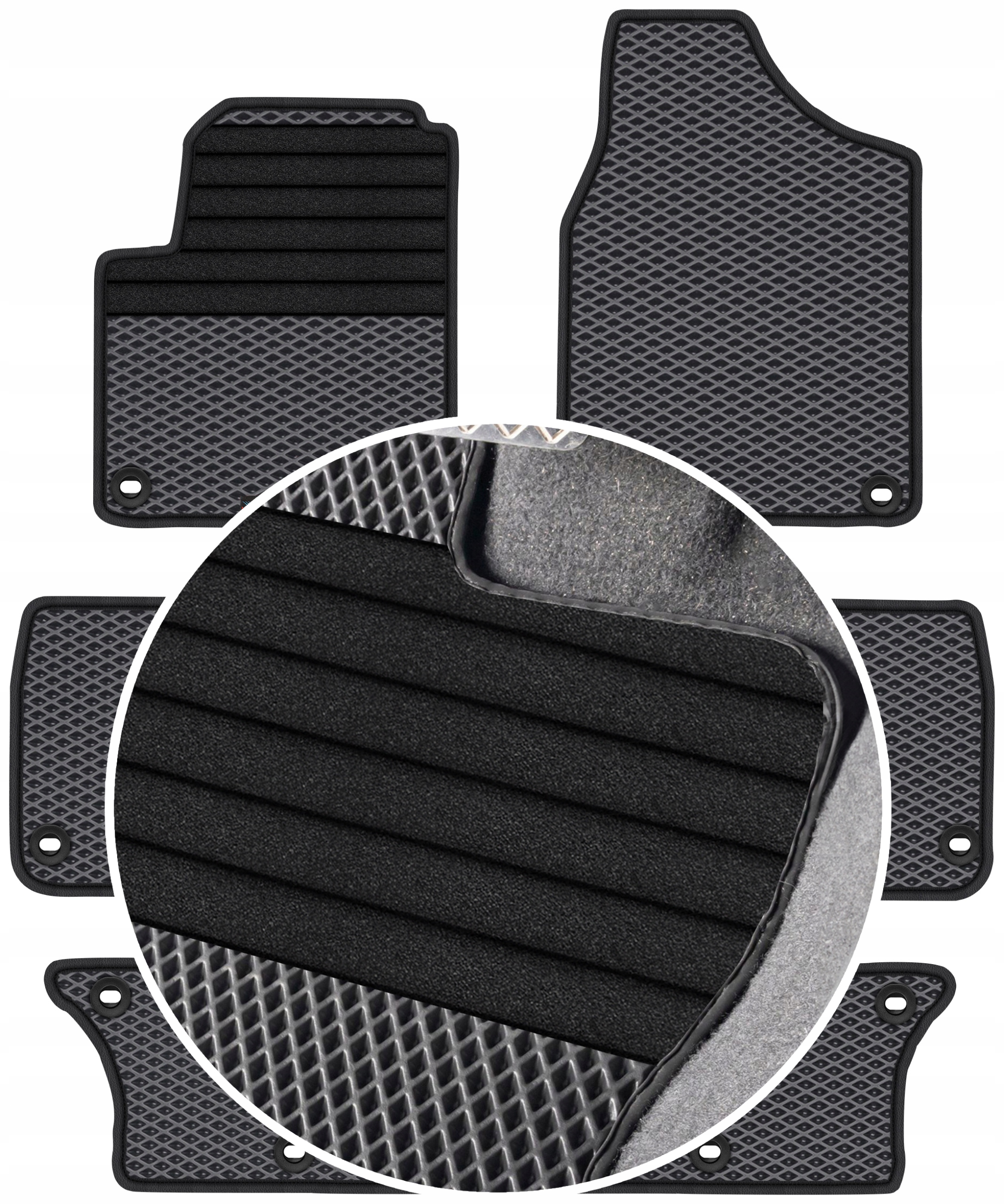 Vw Sharan I 7os 1998-2010 Gumové rohože Eva Eternity Posilnenie XXL