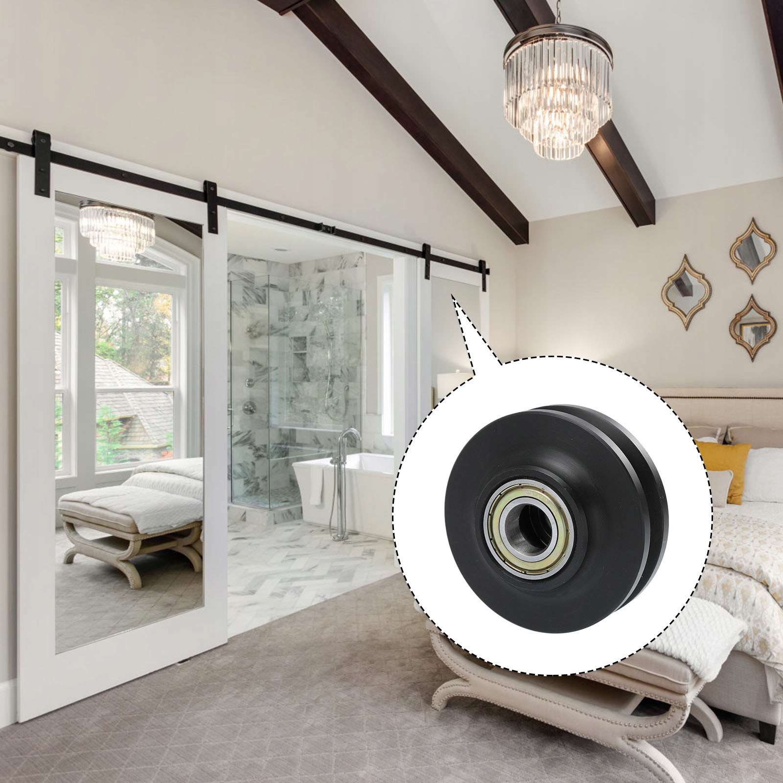 DUŻA ROLKA DRZWI PRZESUWNE DRZWI ROLKOWE Długość prowadnicy 1 m