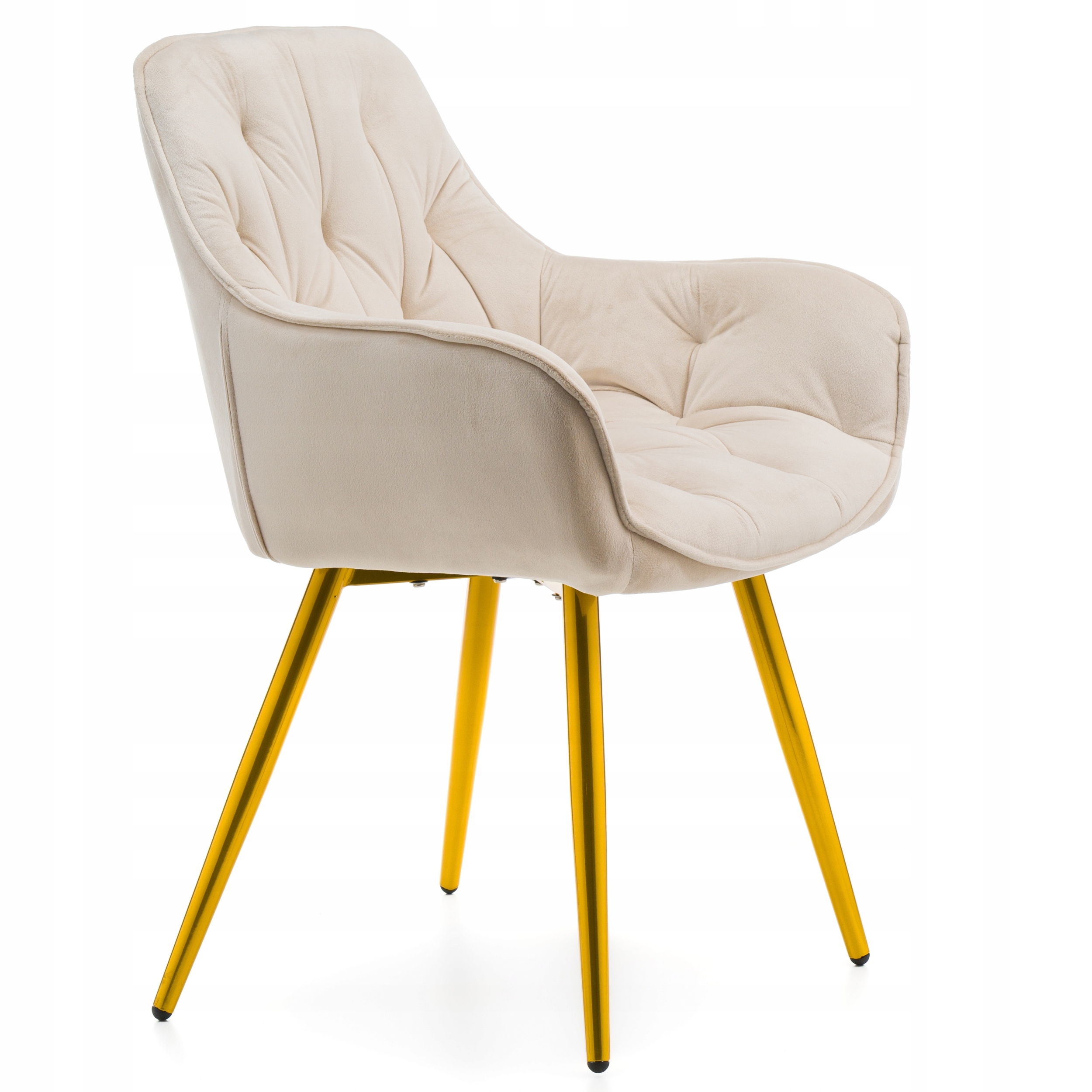 KRZESŁO TAPICEROWANE PIKOWANE DO SALONU JADALNI WELUROWE BEŻOWE SIENA Model SIENA