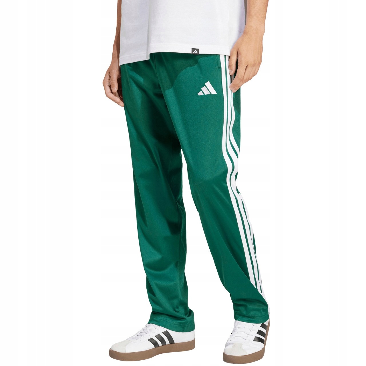 Pánské kalhoty adidas 3-Stripes Tricot Regular-Fit Open Hem zelené JI880