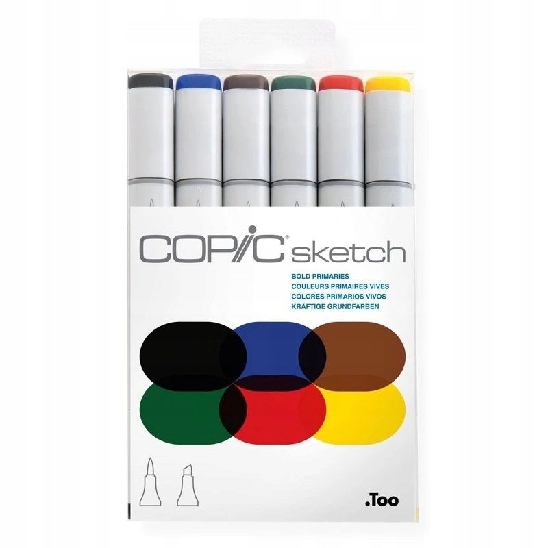 Lihové fixy Copic Sketch oboustranné Brush & Chisel 6 ks, základní "bold"