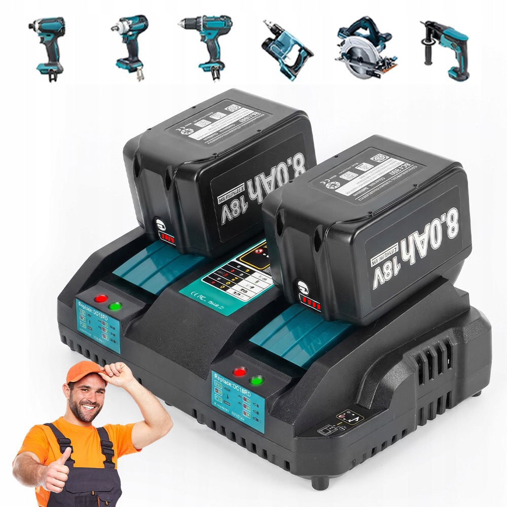Nabíječka 18V 6A 2 Baterie 8000 Mah, 15 Článků DC18RD
