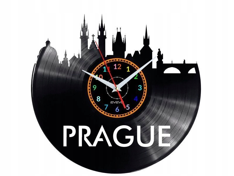 Praha Dárek Originální dekorace do domu Hodiny z vinylové desky