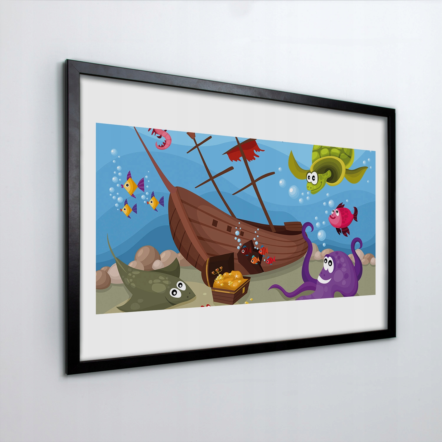 Obraz v rámu na zeď Loď ryby moře 60x40 cm