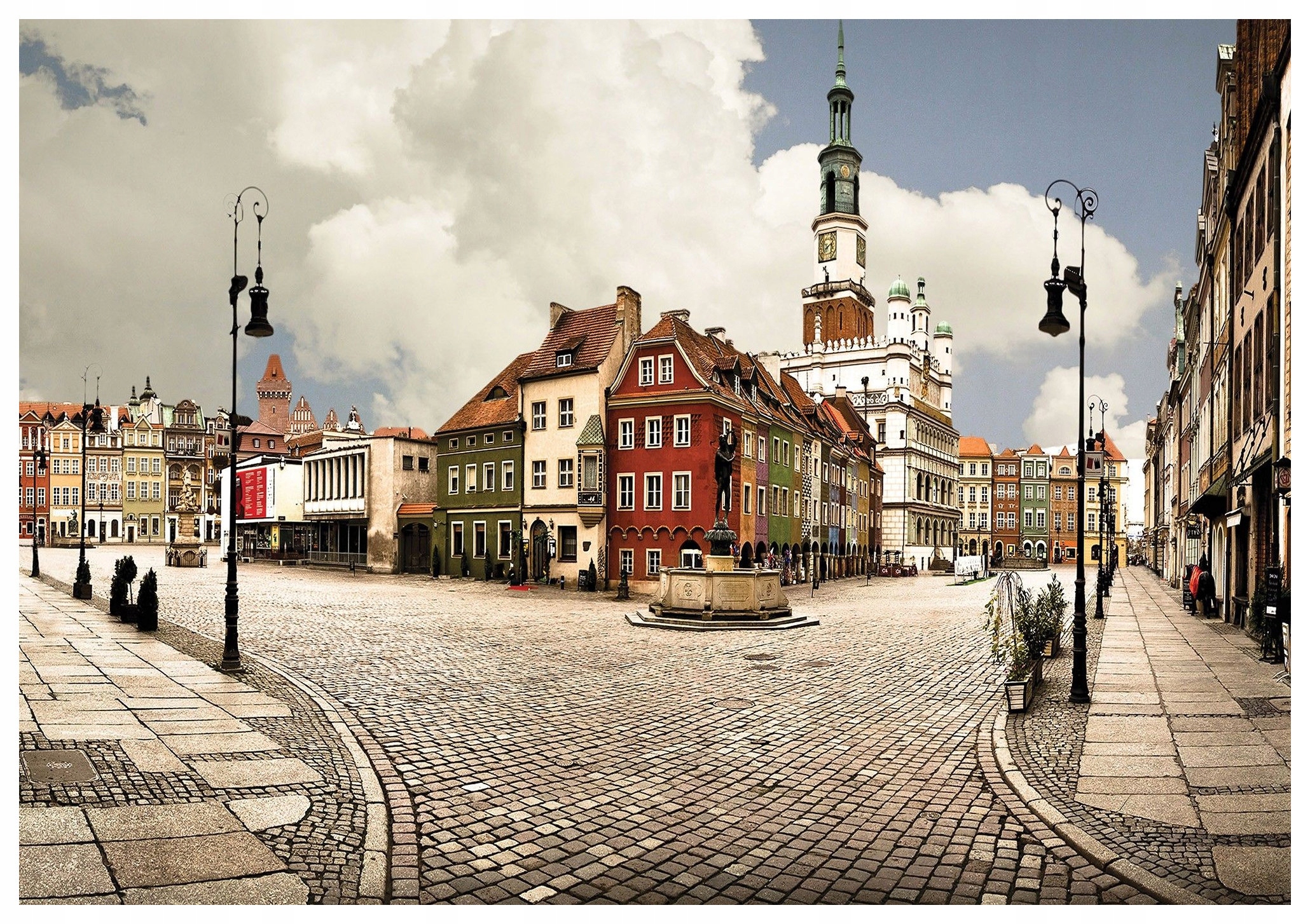Tapeta Poznaň Staré náměstí Radnice Barevné kameny Perspektiva 312x219