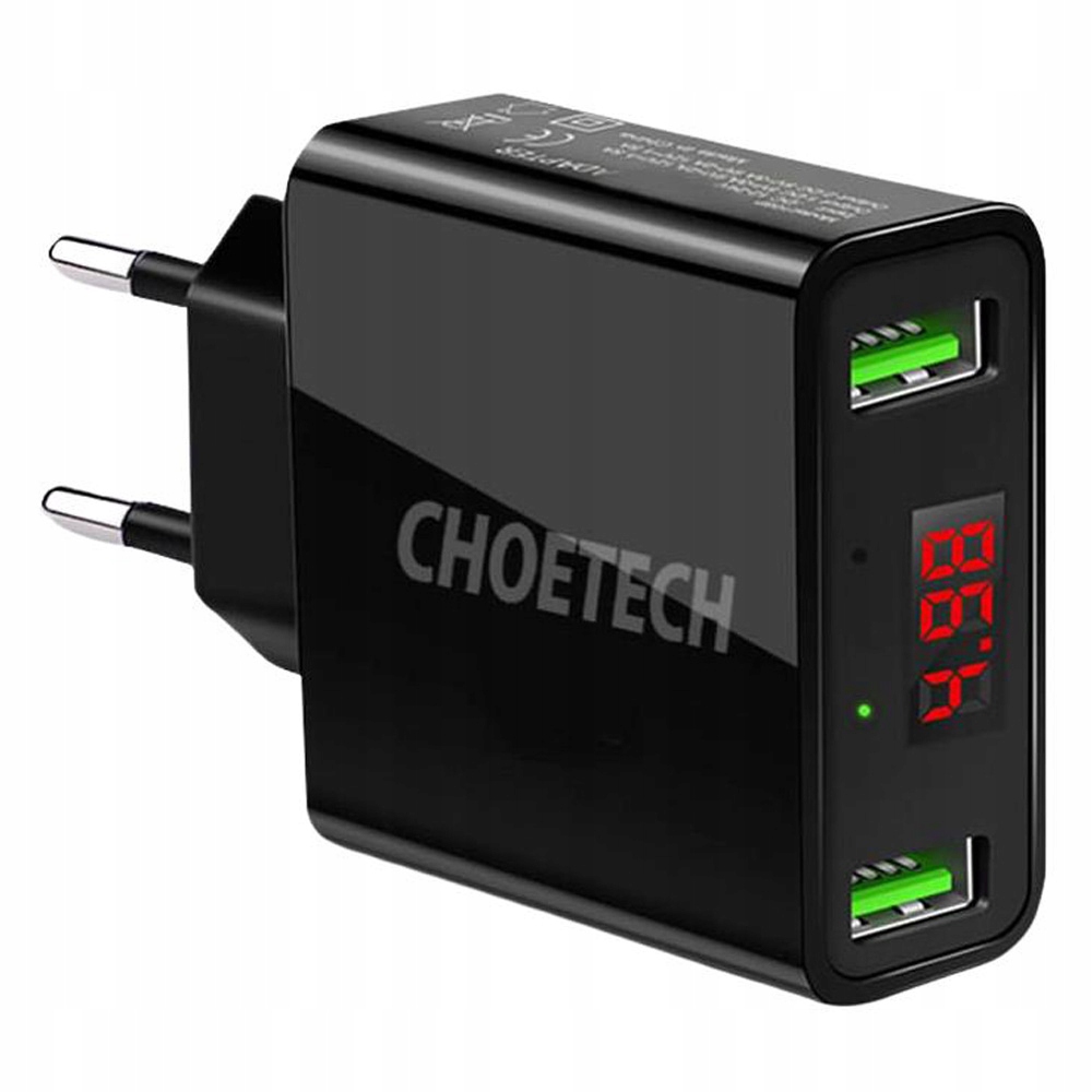 

Choetech C0028 LCD ładowarka sieciowa 2x Usb 12W