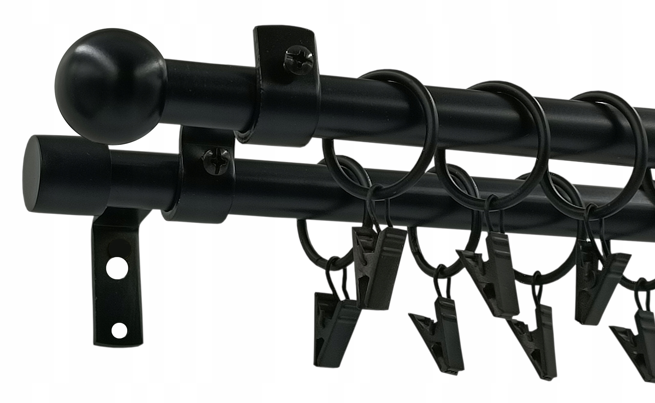 Garnýž Dvojitá Loft Černý Ø16+16 mm Kulička 300 cm