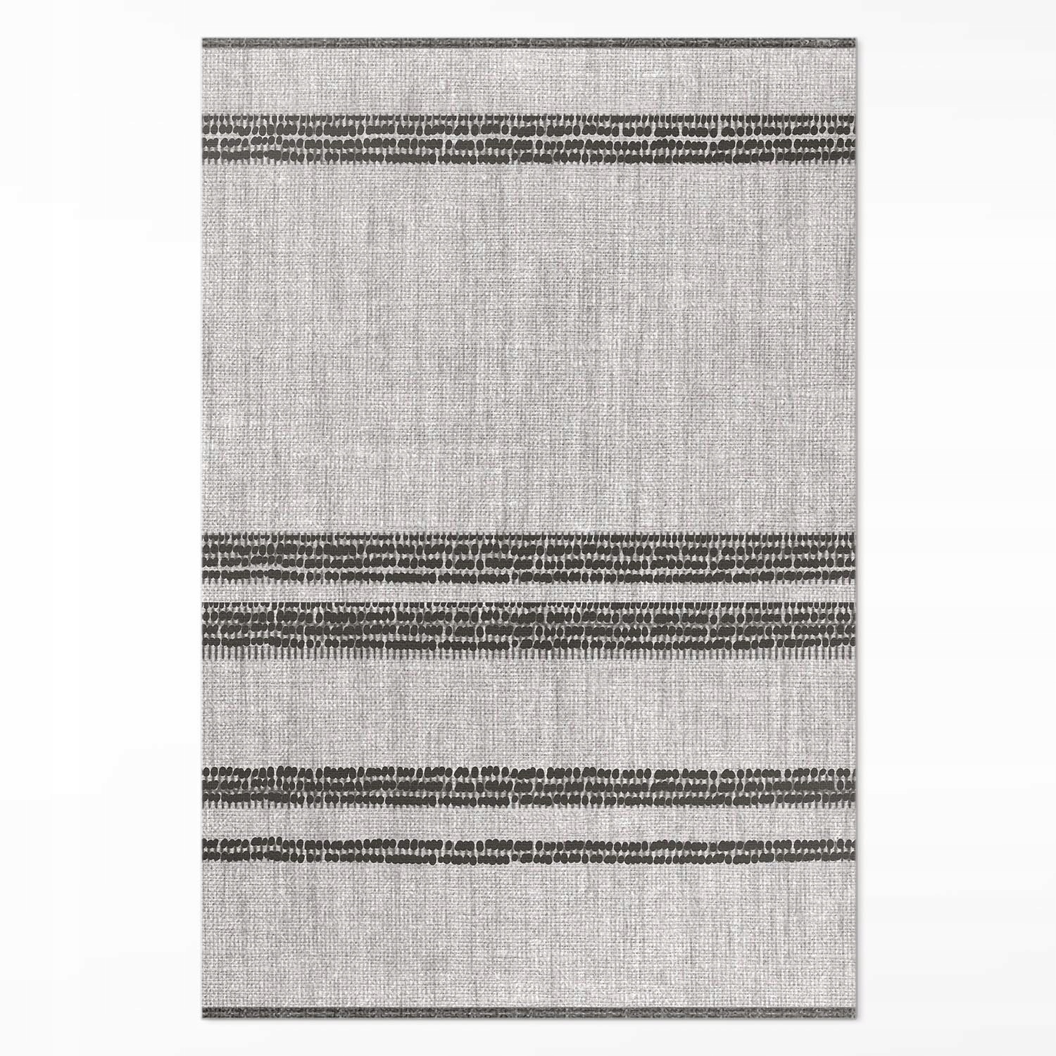 Běhoun Vinylový Loft Šedý s boho linií imitace tkaniny Velký 140 x 210 cm