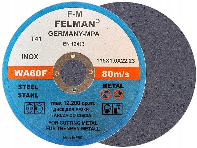 

Tarcza do cięcia metalu Pro! 115x1,0 tarcze Felman