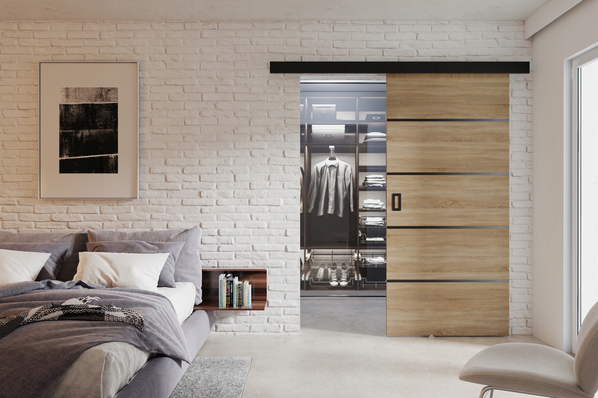 Drzwi przesuwne naścienne LUCA PLUS 100 Szerokość drzwi 106 cm