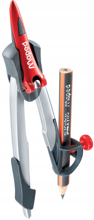 Cyrkiel Szkolny z Ołówkiem w Plastikowym Pudełku SYSTEM BLOKADY Maped Marka Maped