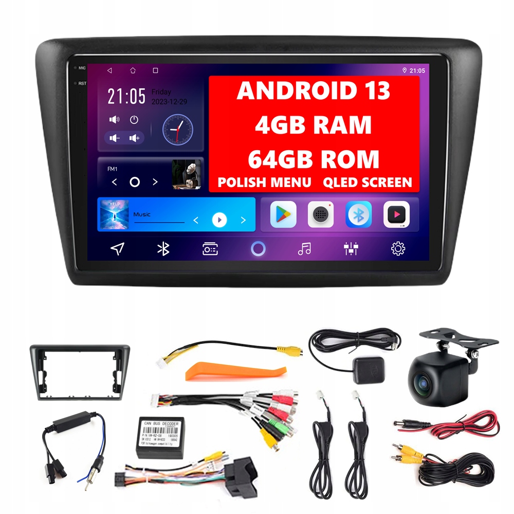 Rádio Android 9" 13 Škoda Rapida 2013-2019 Android Auto Carplay 4GB/64GB