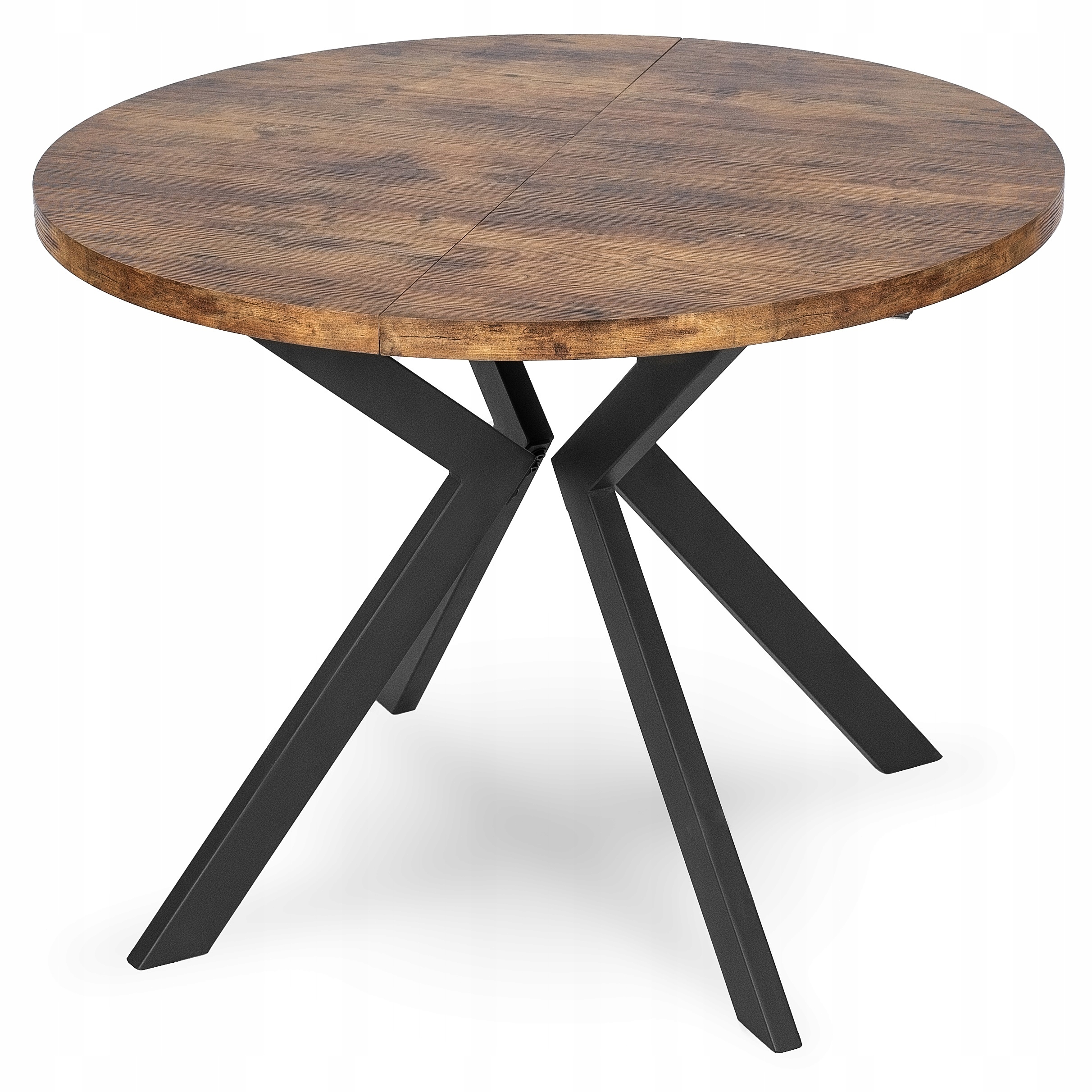 Stół Okrągły Rozkładany Nowoczesny Jadalnia Salon Loft Dąb Rustykalny LUKAS Maksymalna długość rozłożonego stołu 250 cm