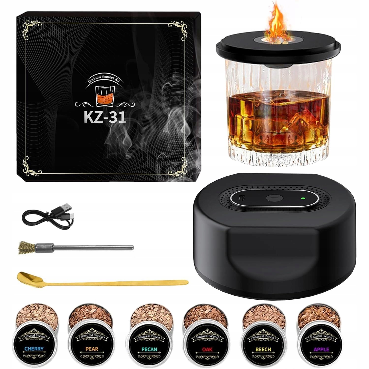 Sada Na Uzení Whisky Smoker S Nářadím, Dárek Pro Muže, 6 Příchutí