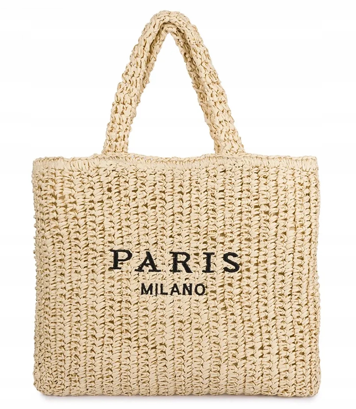 Velká pletená taška typu shoperka se zapínáním na zip s nápisem Paris