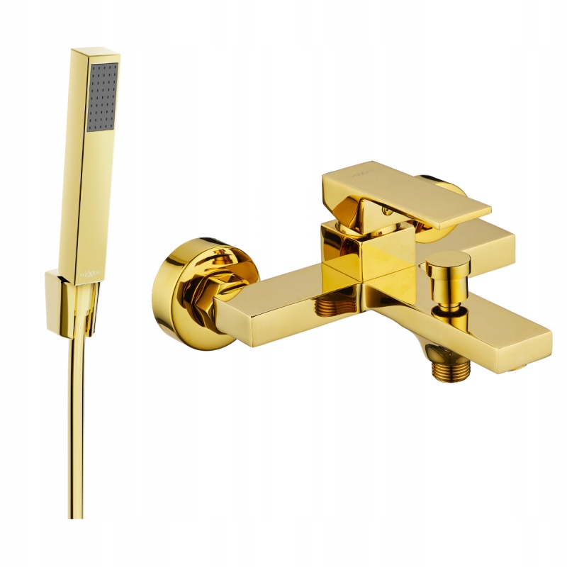 Mexen Uno R77 vaňová batéria so sprchovacím setom, zlatá 7143R77-50