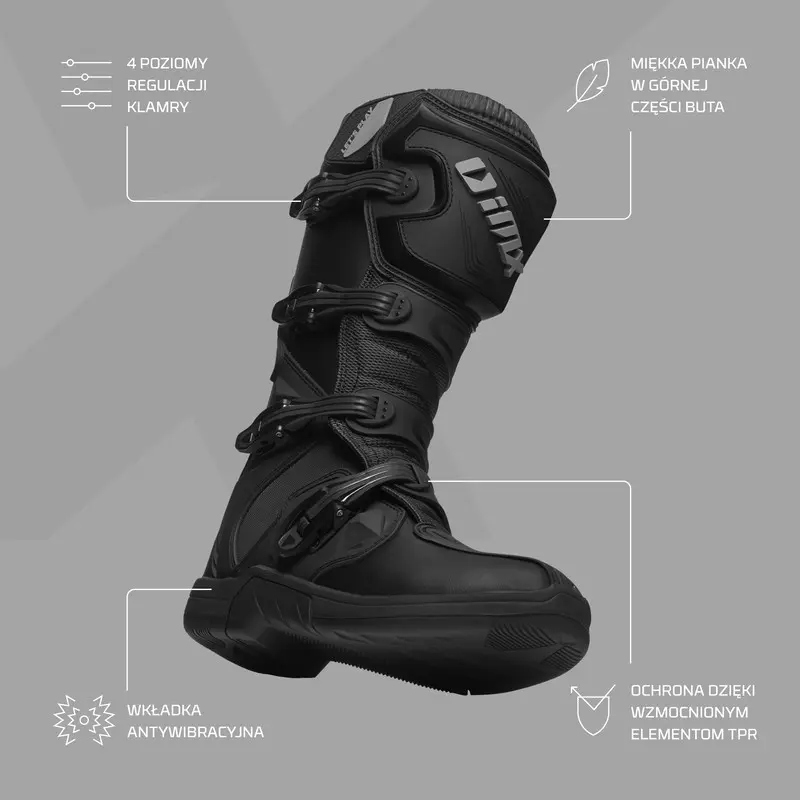 Buty motocyklowe iMX X-One czarne r. 46 Waga produktu z opakowaniem jednostkowym 2 kg
