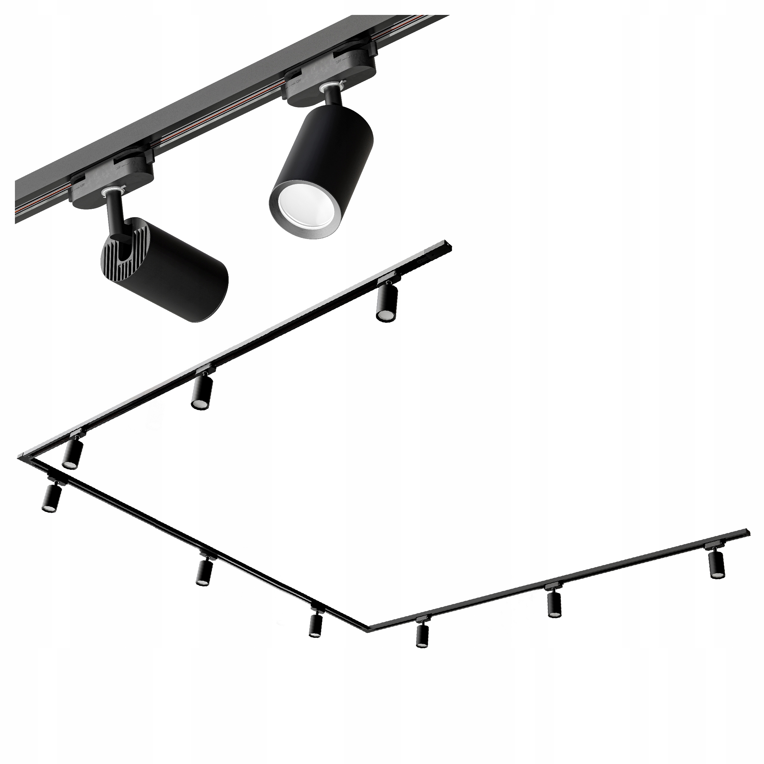 Sada kolejnicová lišta 3x 2 m 9 x Halogenové Led svítidlo GU10 Spotová lampa