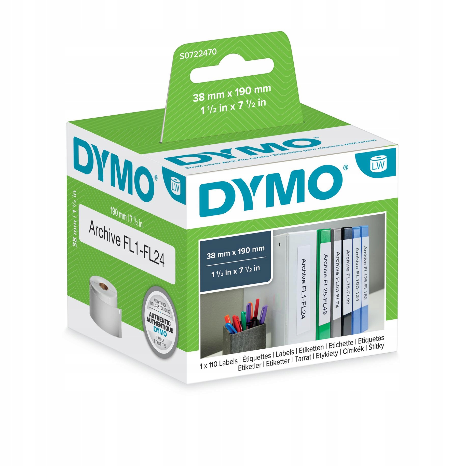 Etikety Dymo 99018 S0722470 38 mm x 190 mm originální