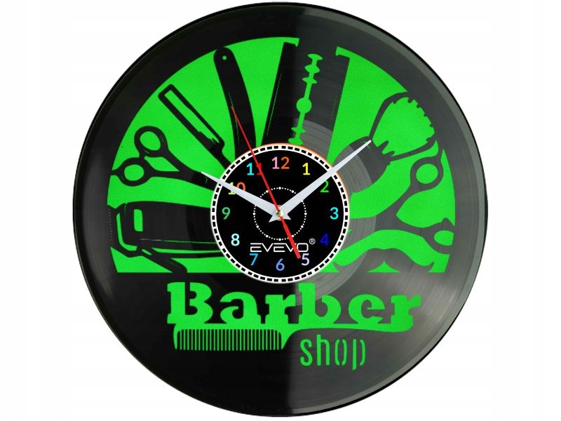 Barber Shop Golibroda Salon Barbersk Nástěnné Hodiny Fluorescenční Pozadí