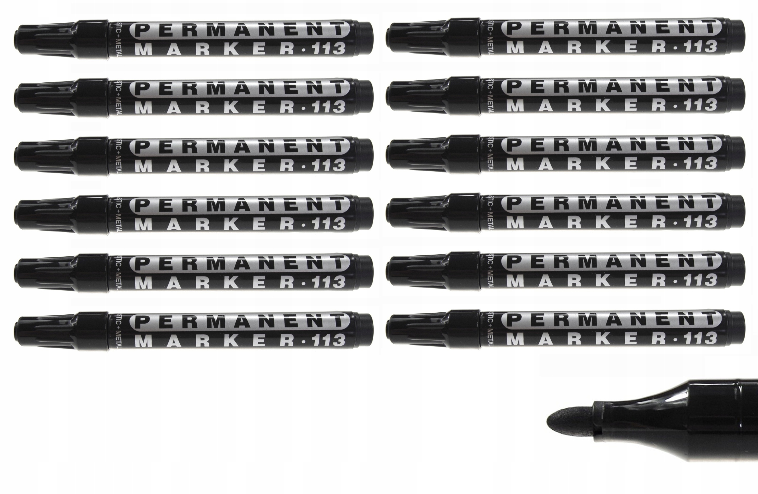 

Marker permanentny Leely okrągły czarny 12 szt Box