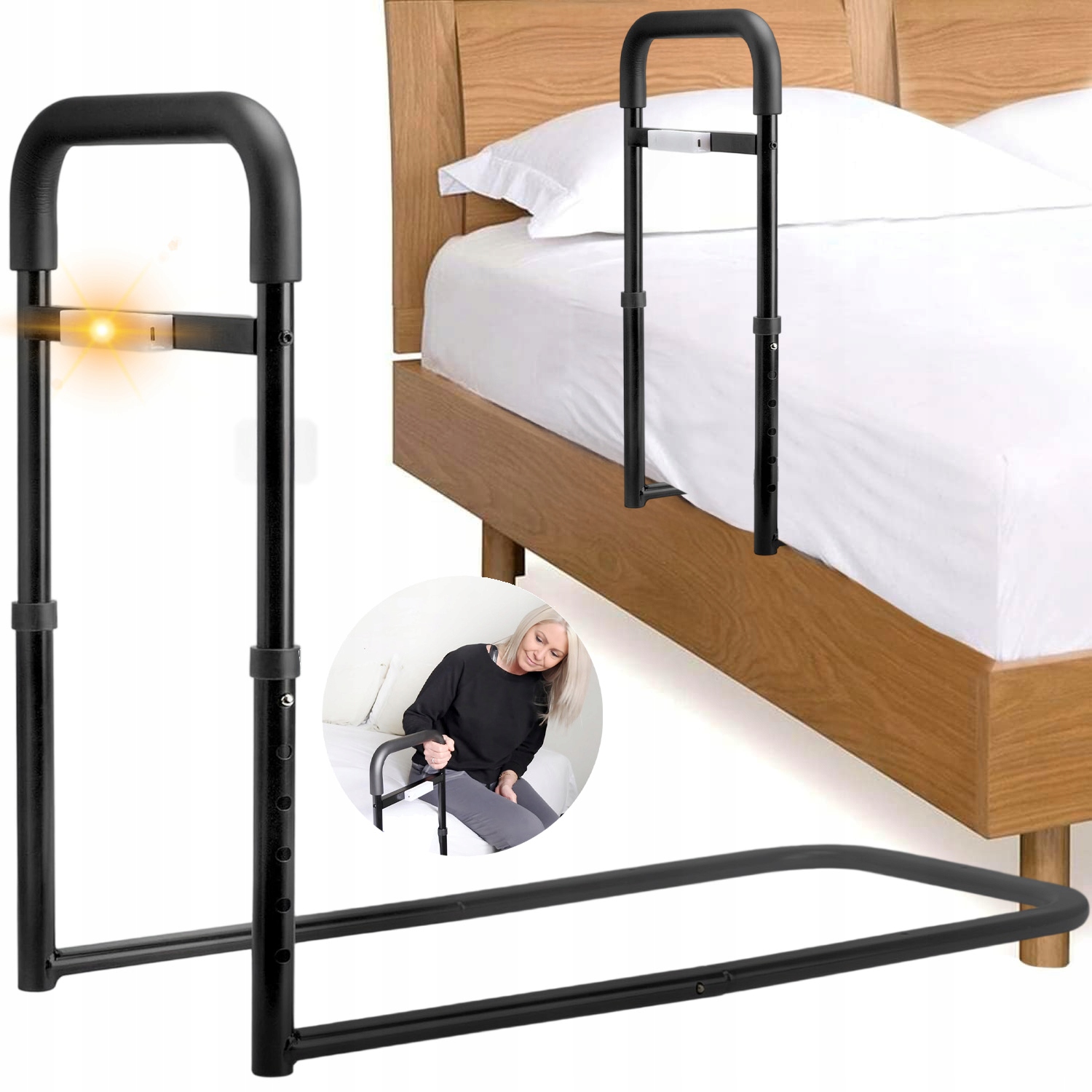 Barierka Zabezpieczająca Dla Seniorów Uchwyt Do Łóżka Regulowana Z Led