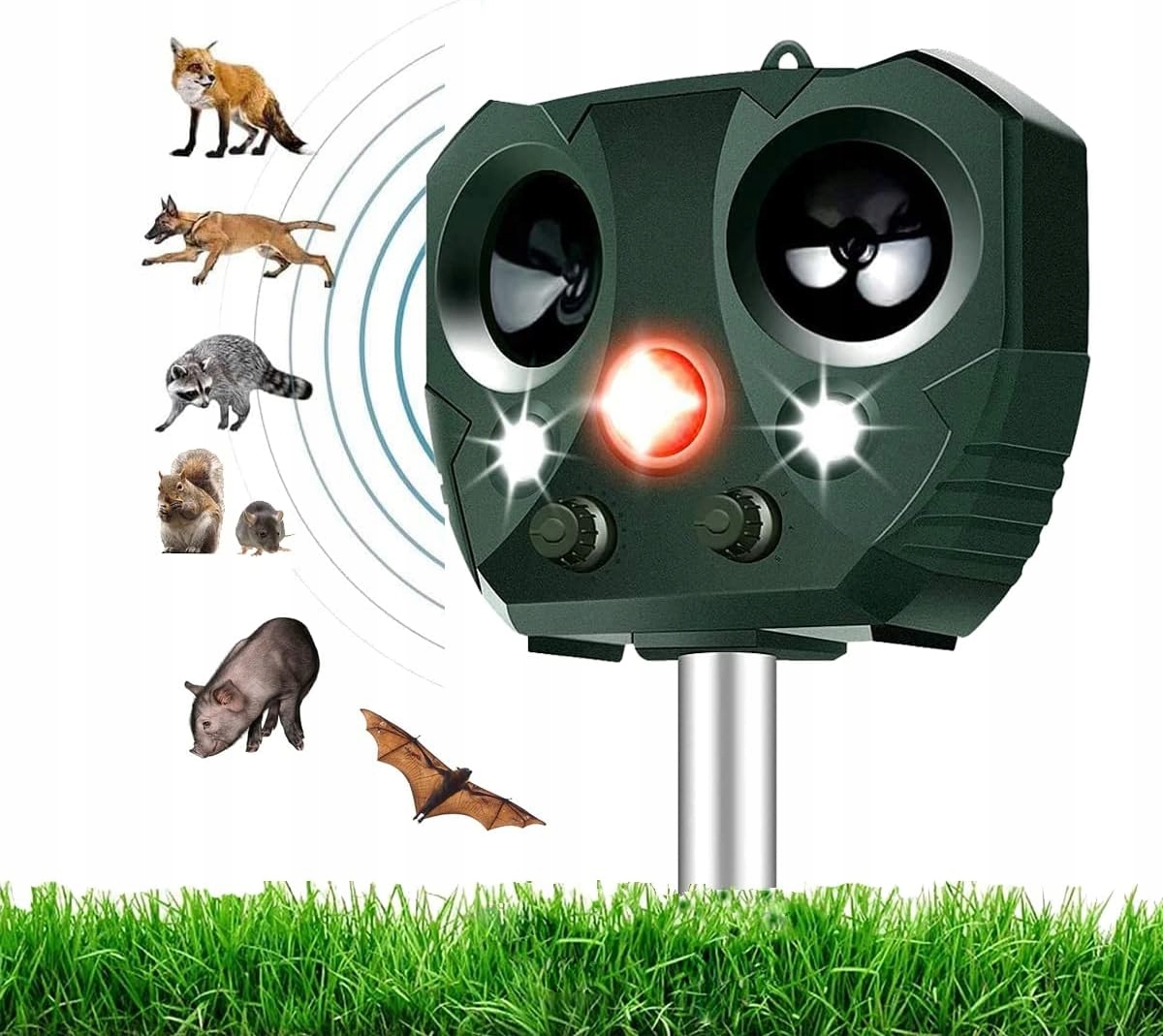 Odpuzovač Zvířat Koček Psů Ptáků Divokých Zvířat Solární na Senzor Pohybu