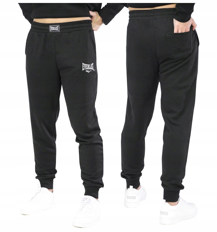 Everlast Spodnie Dresowe Męskie Bawełna French Terry Czarne L