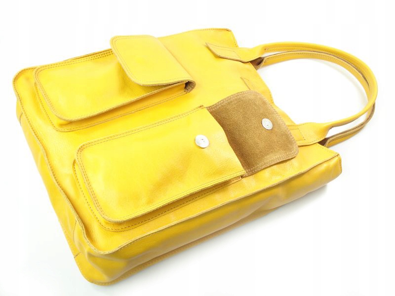 Torba Worek Vera Pelle Shopper Kieszenie ŻÓŁTA Marka Vera Pelle