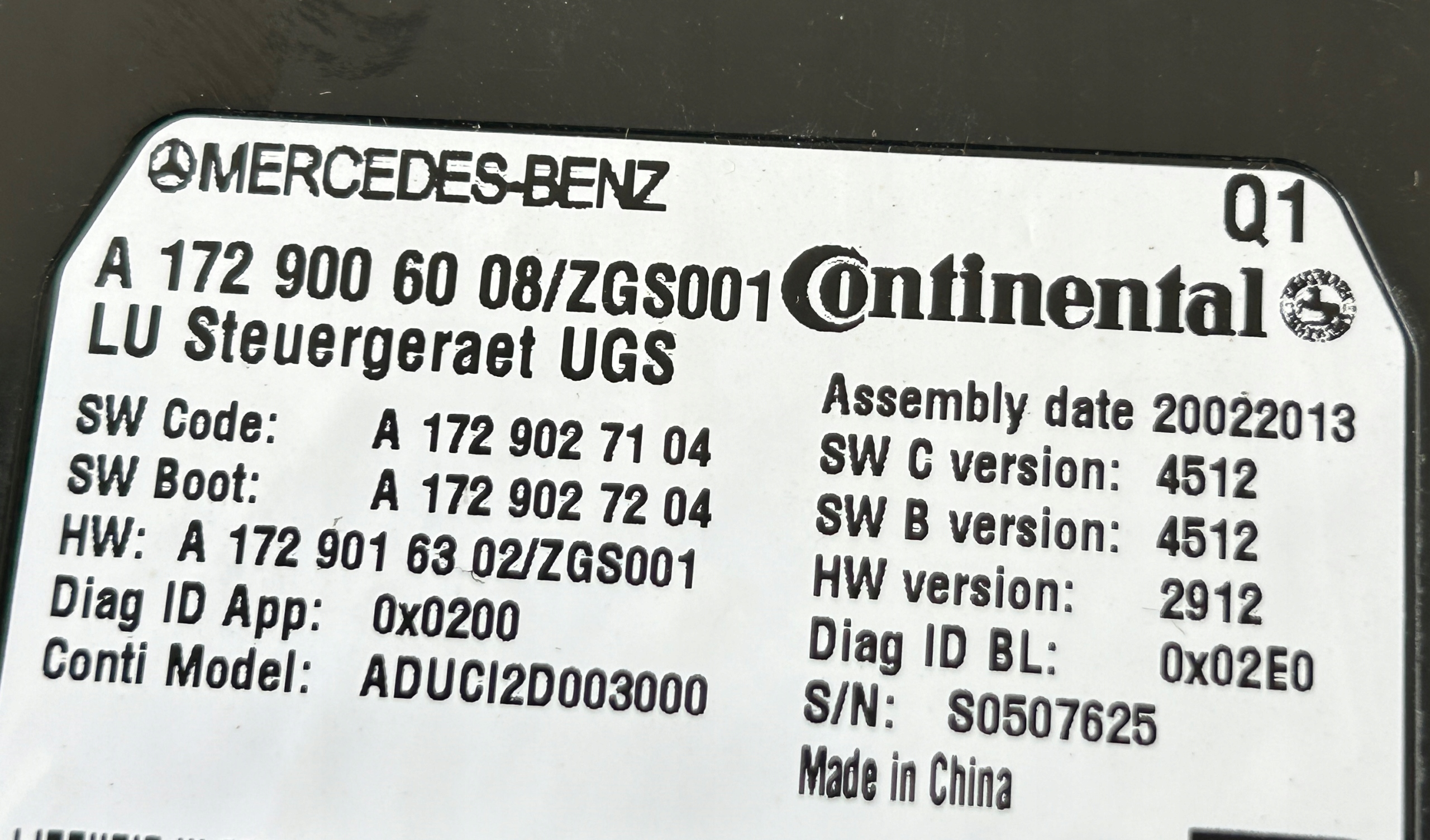 control unit module TEMPOMATU MERCEDES 212 A1729006008