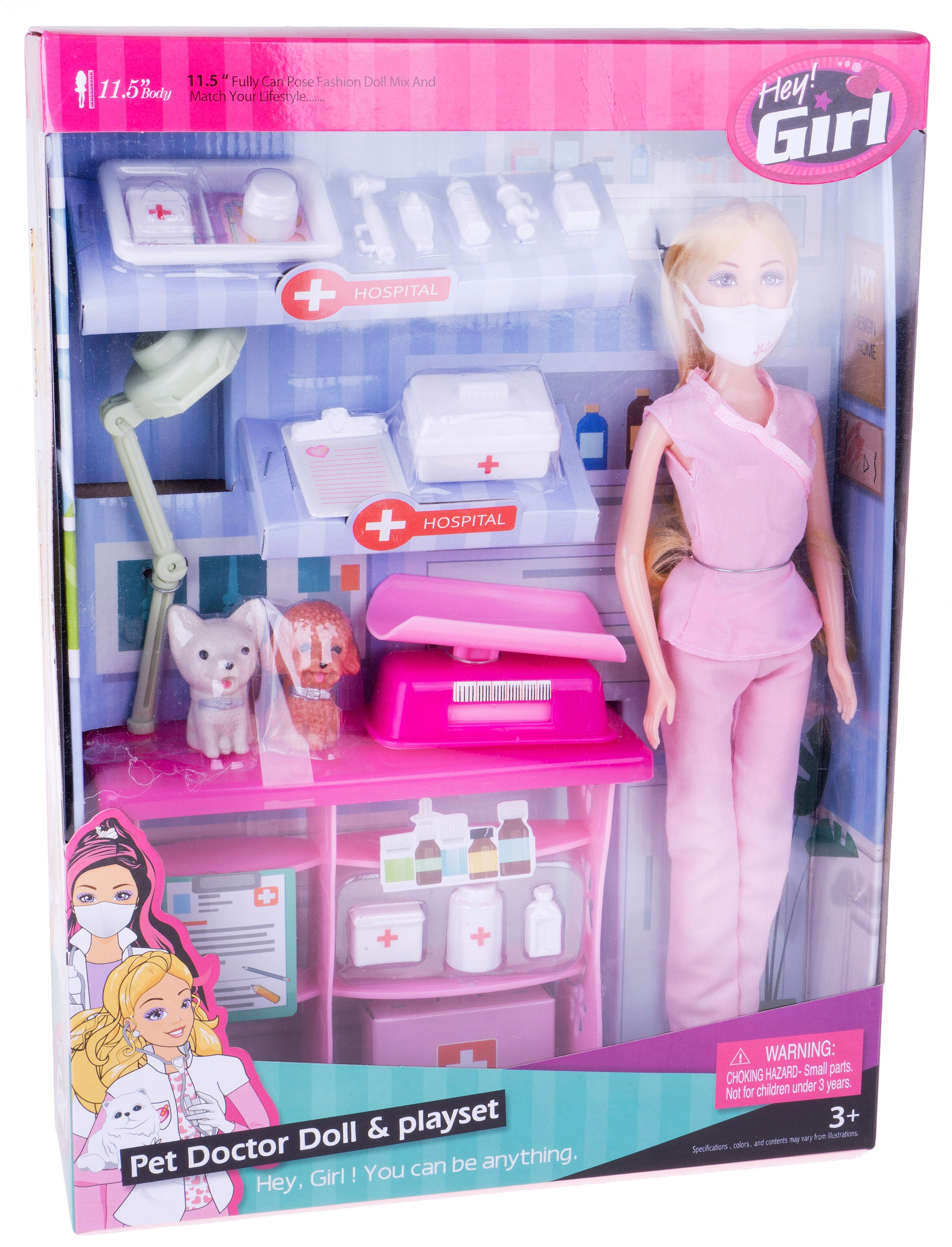 

Lalka Weterynarz Z Pieskami 29 CM Akcesoria Róż