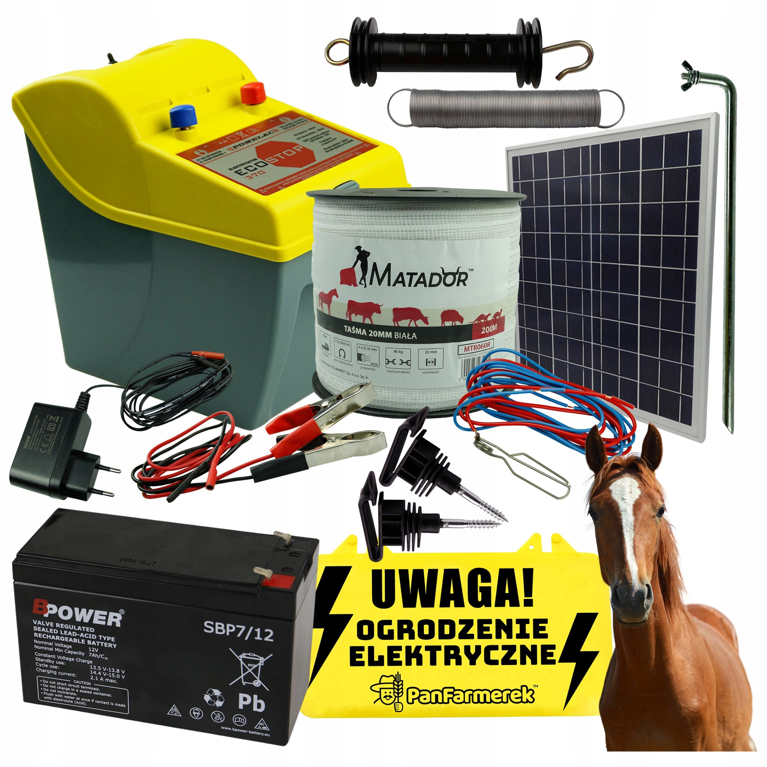 Pastuch Elektryczny Solarny Zestaw Z Panelem Słonecznym dla Koni 20W Taśma