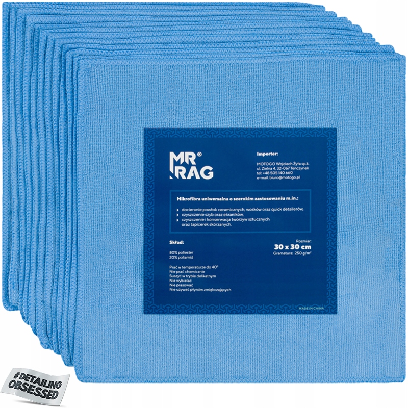 

Mr Rag 30x30cm blue mikrofibra niebieska 12-pack
