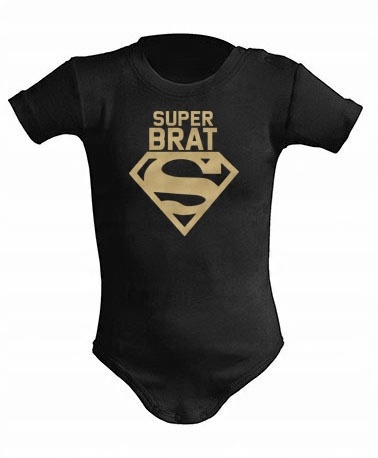 

Body niemowlęce czarne z napisem Super Brat 9M
