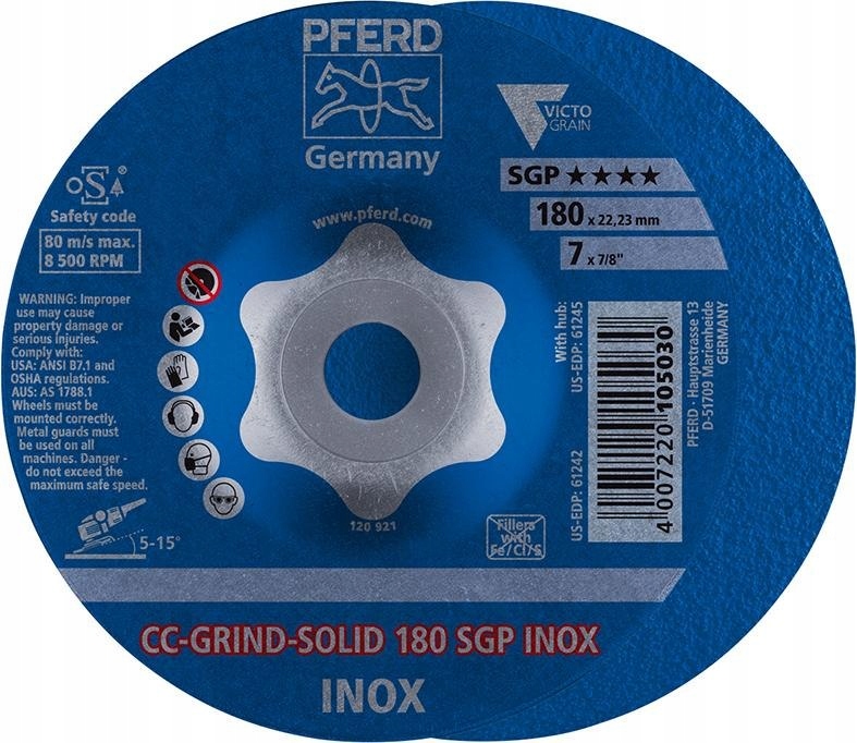 PFERD ŚCIERNICA TARCZOWA 180mm CC-GRIND SOLID SGP INOX