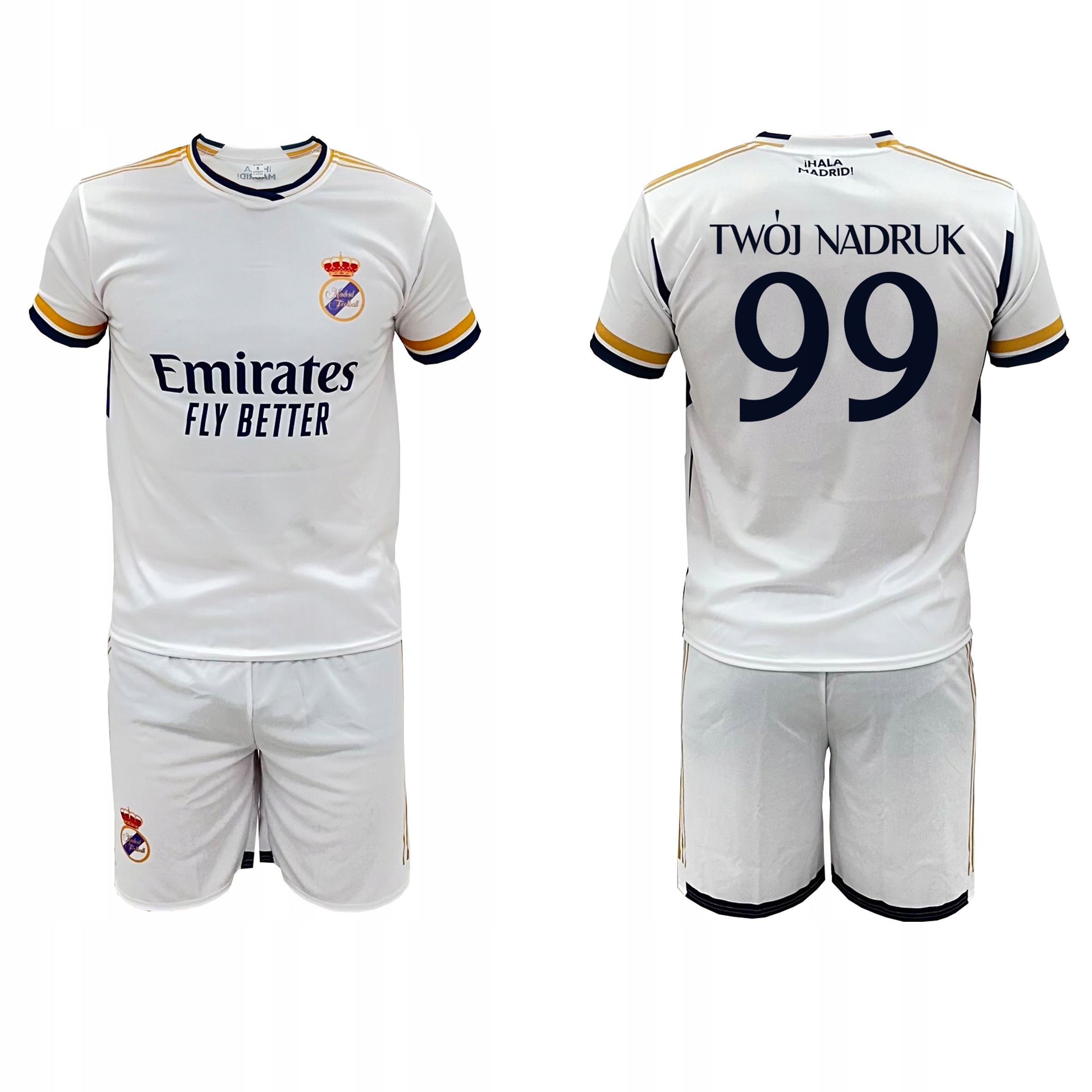 Strój sportowy Madryt Biały Twój Nadruk S