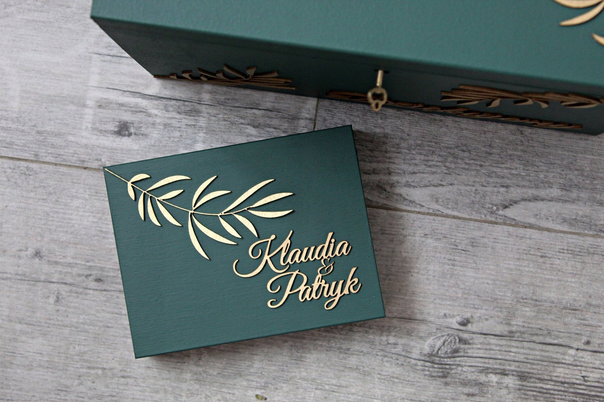 Pudełko na obrączki Glamour Zielono Złote Marka inny