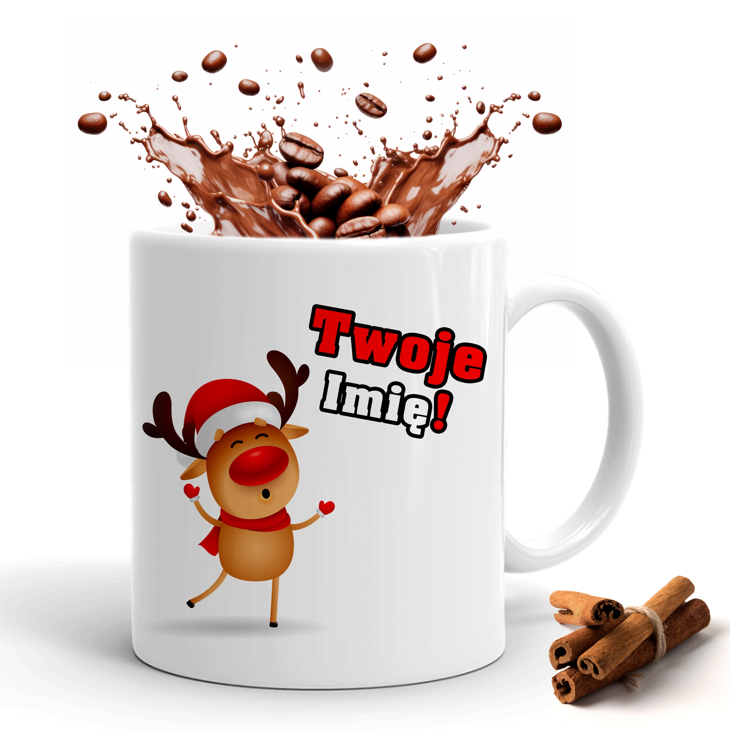 Kubek Świąteczny Prezent na Święta Mikołajki + IMIĘ