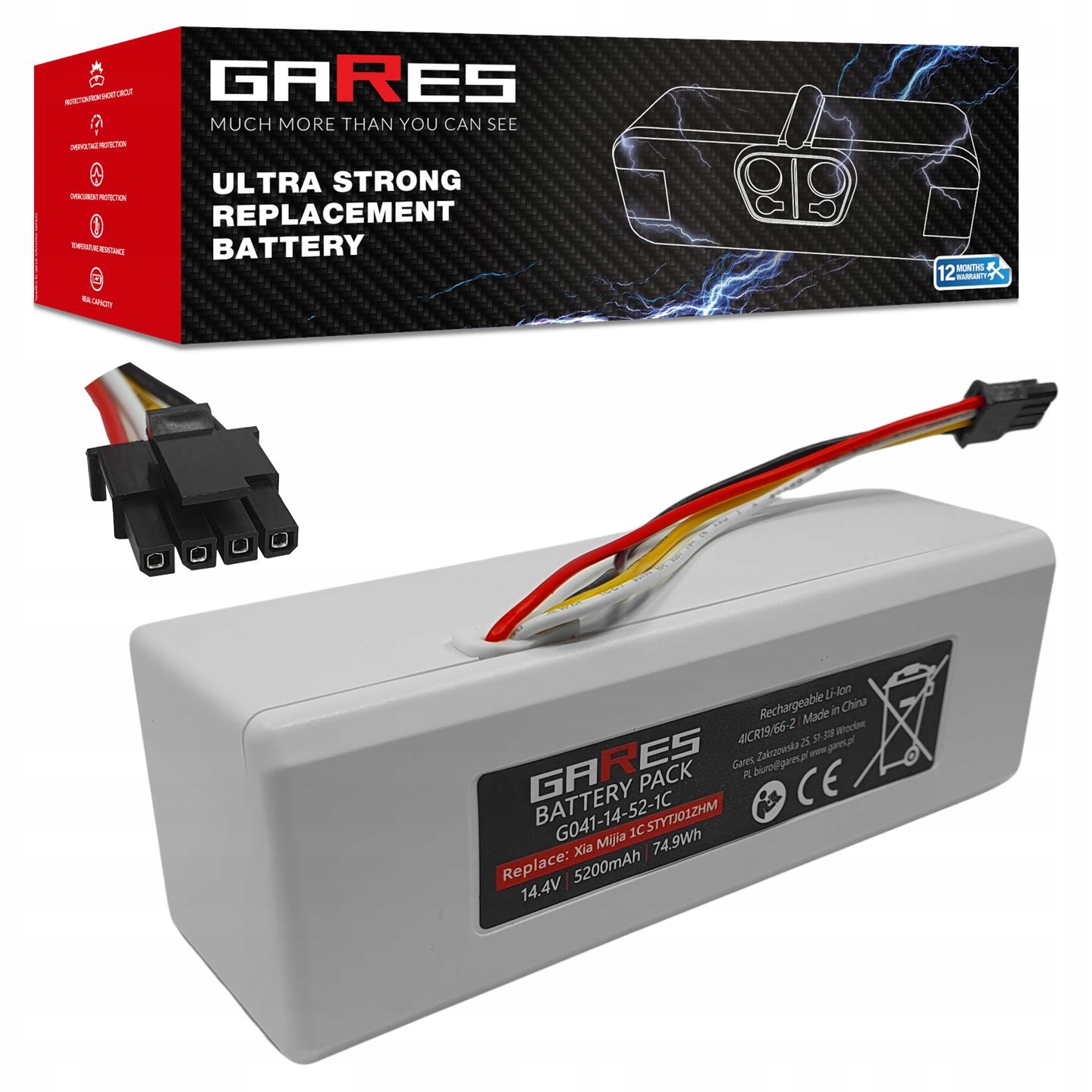Akumulátor Gares pro Xiaomi Mi Vacuum Mop 1C Mijia 1C STYTJ01ZHM 14,4V 5,2Ah