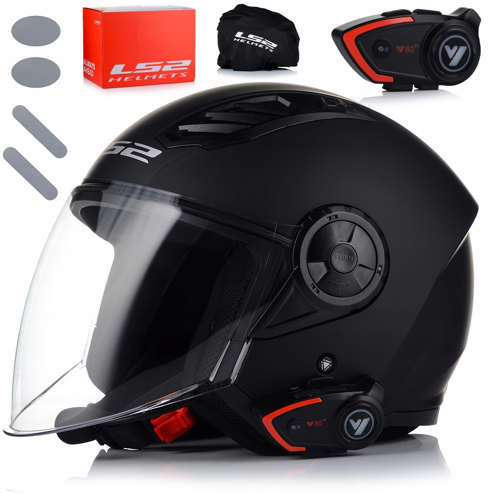 Otvorená Motocyklová Prilba LS2 OF616 II Čierna Matná Bluetooth Interkom